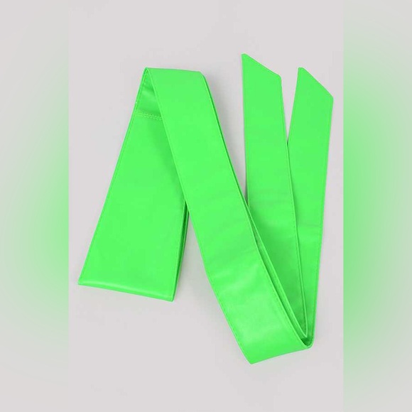 Neon Vegan Leather Obi Adjustable Waist Statement Belt - Picture 4 of 7